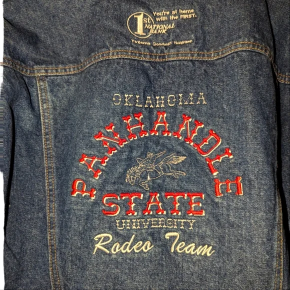 Wrangler Blanket Lined Corduroy Collar Rodeo Panhandle Texas Custom Denim Jacket - Picture 9 of 10